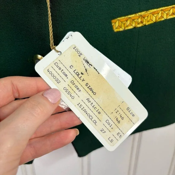 Vintage Luan Sare Alta‎ Moda Vest Italian Wool Green Red Gold Baroque Mob Wife - Picture 13 of 13